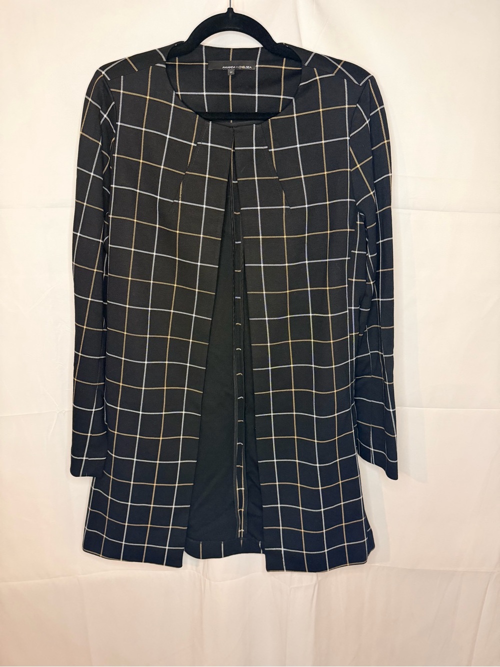 Amanda & Chelsea Black Windowpane Open-Front Blazer